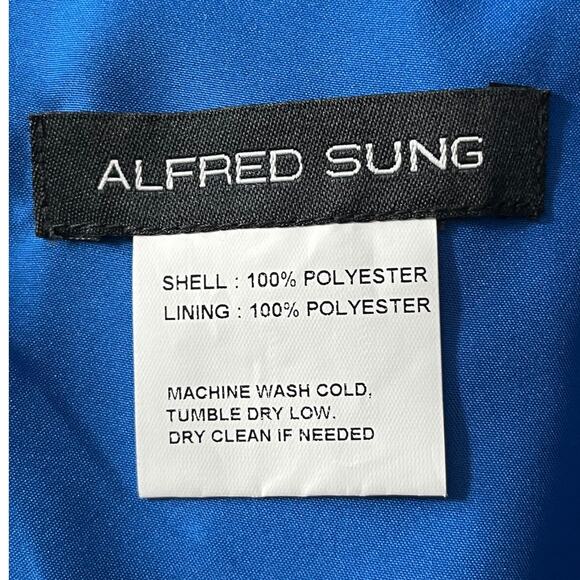 Alfred Sung Dress D831 One Shoulder satin gown blue size 12 - Picture 5 of 6
